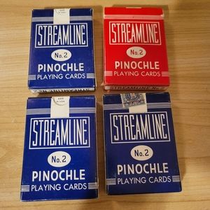 Four Packs Of Vintage Streamline Pinochle Cards